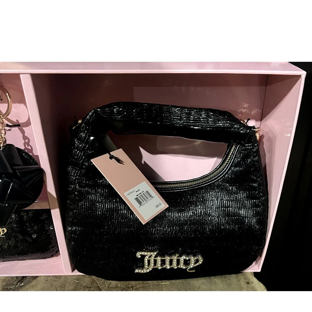 Juicy Couture Boho Handbag Gift Set - Hobo, Wristlet, Mirror Key Chain Y2K NEW